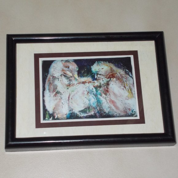"Birds Of A Feather" print, matted & framed 7.5"x5.5" - Picture 2 of 3